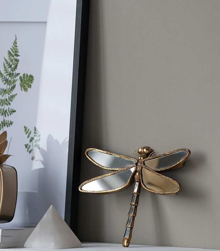 Miravique Retro Gold Frame Wall Mirror Art with Butterfly and Dragonfly Designs