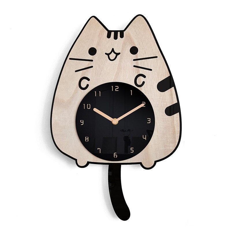 Cat Lover - Swinging Clock with Cat Motif