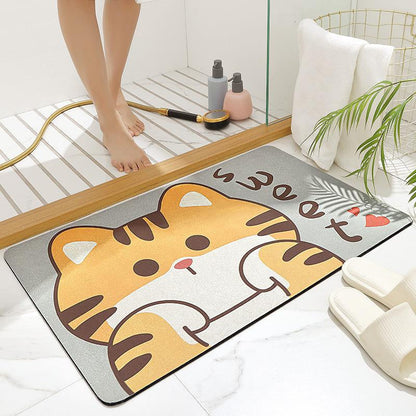 Cartoon Anti-Slip Bathroom Mat, Washable Quick Drying Anti-Bacterial Door Mat