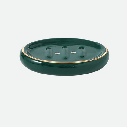 Jenna Ceramic & Gold Trim Soap Holder Tray