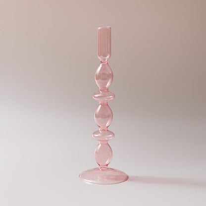 Sakura Pink Glass Taper Candle Holder & Vases