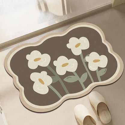 Super Absorbent Flower Non-Slip Mat for Bathroom