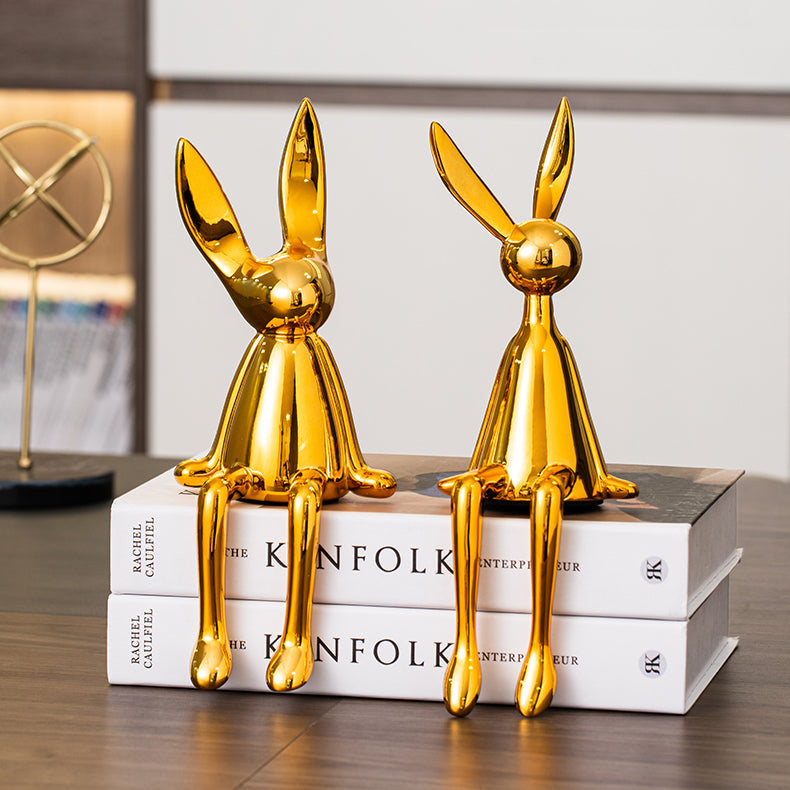 Abstract Bookshelf Rabbit Decor