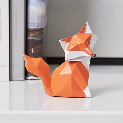 Geometric Orange Fox Figurine