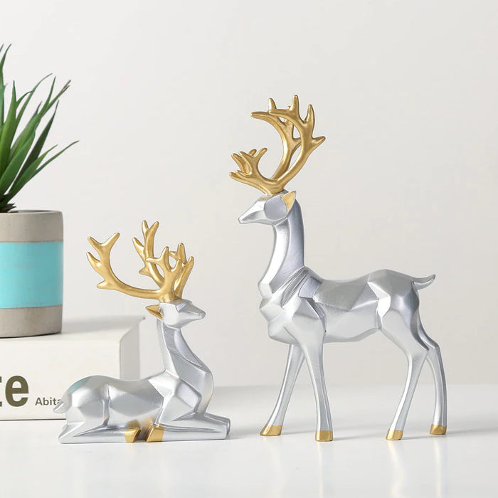 Geometric Reindeer Sculptures