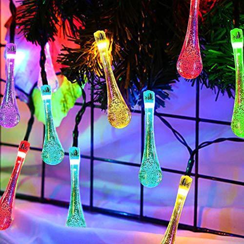 Outdoor Solar String Lights, Garden Decor LED Water Drop Waterproof Lights