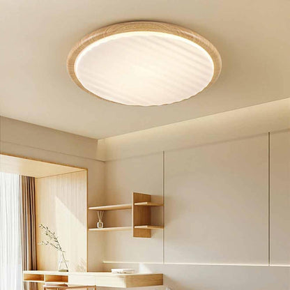 Round Wooden LED Bedroom Ceiling Light lamp