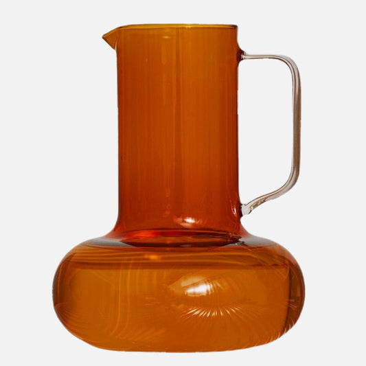 Amber & Cobalt Glass & Pitcher Set