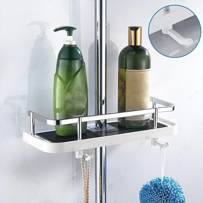 No Drilling Bathroom Pole Shower Storage Rack Holder