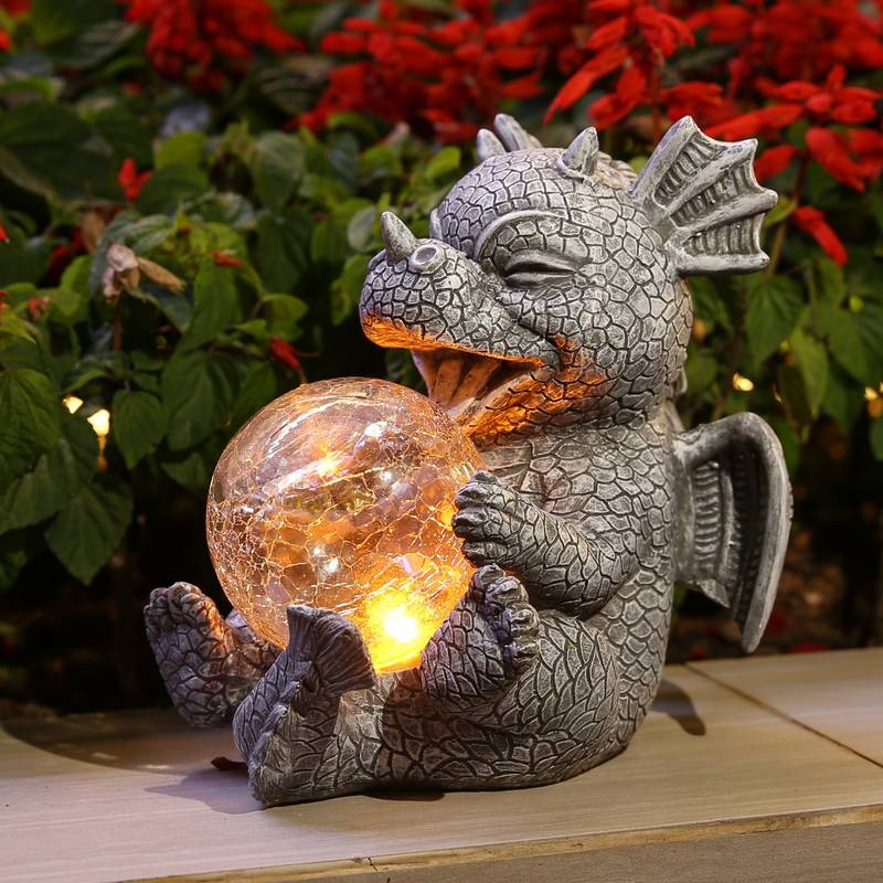 Garden statue - Draconis - Solar Lighting - Resin Dragon Statue lamp