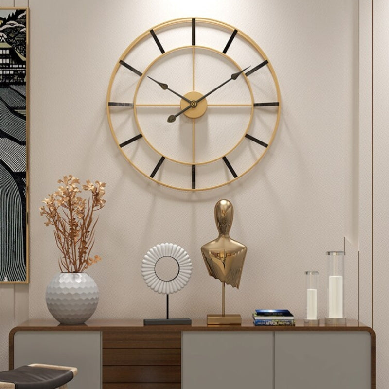 Miravique Gold and Black Metal Wall Clock Large