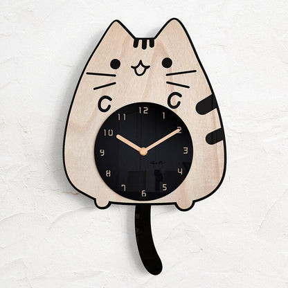 Cat Lover - Swinging Clock with Cat Motif