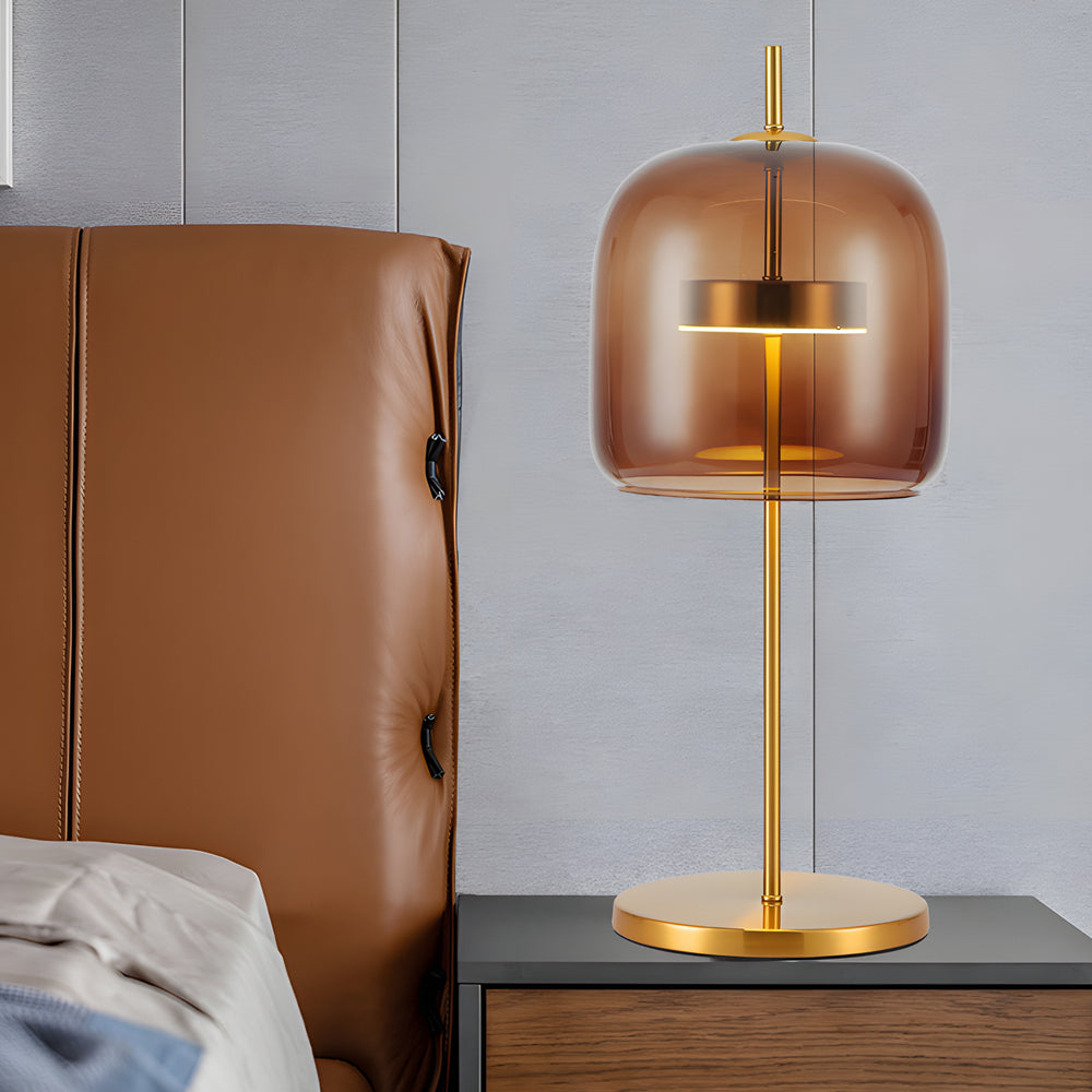 LumiLux - Smoked Glass Table Lamp for a Warm Ambiance