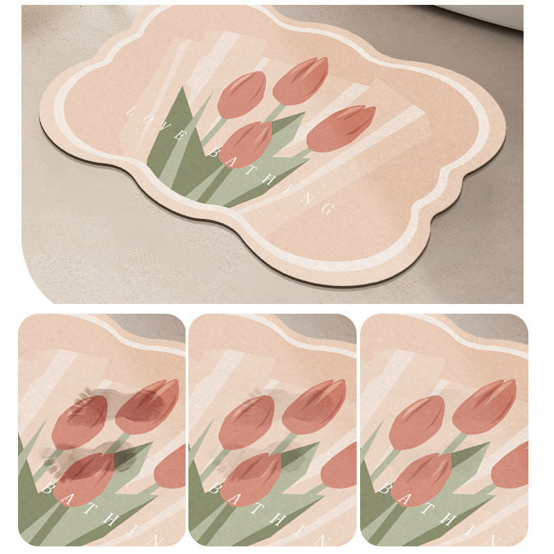 Super Absorbent Flower Non-Slip Mat for Bathroom