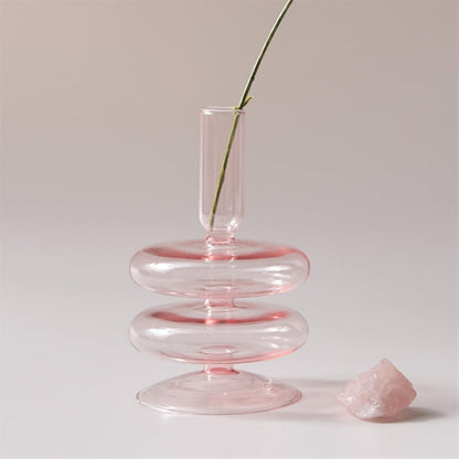 Miravique Pink Glass Taper Candle Holder & Vases