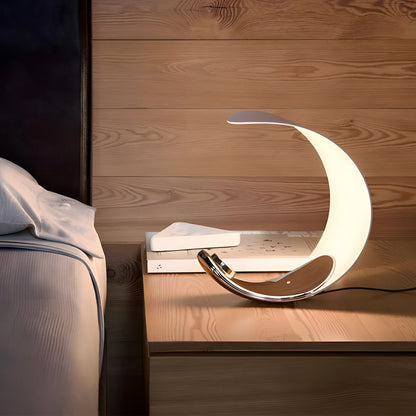 LumiMoon - D76 Curved Moon Shape Aluminum LED Table Lamp with Touch Dimmer