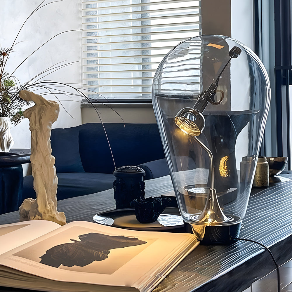 LumiMagnet - Glass Table Lamp with Industrial Magnetic Control and Touch Dimmer