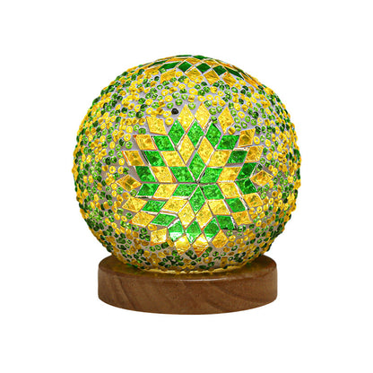 GloedNest - Dimmable Boho Baroque LED Spherical Glass Table Lamp with Mosaic Lighting 3.9"