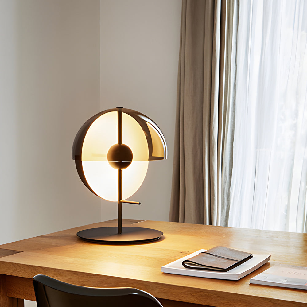 Theia - Table Lamp with Vertical Half-Sphere and Horizontal Smoked Screen