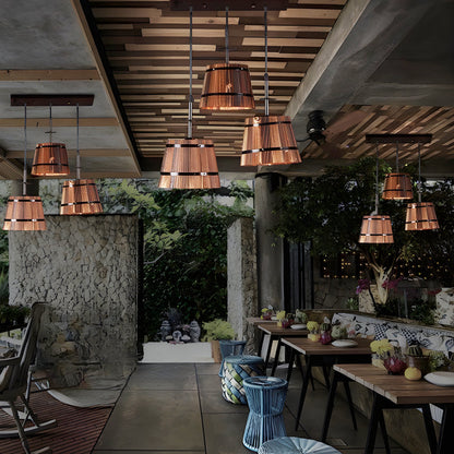 RusticCharm – Hanging lamp in the shape of a wooden bucket for the bar