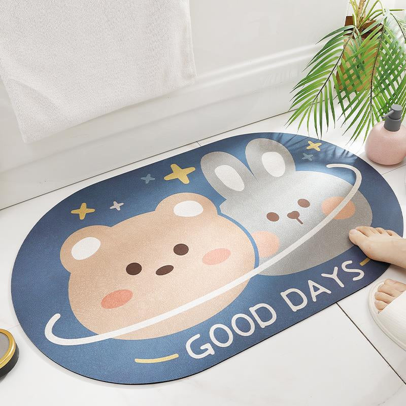 Cartoon Anti-Slip Bathroom Mat, Washable Quick Drying Anti-Bacterial Door Mat