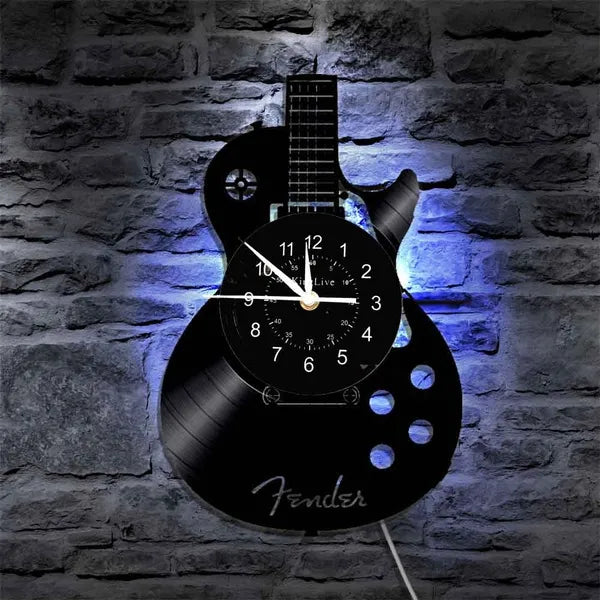 Guitar Vinyl Record Wall Clock - Create a Musical Atmosphere in Your Space!