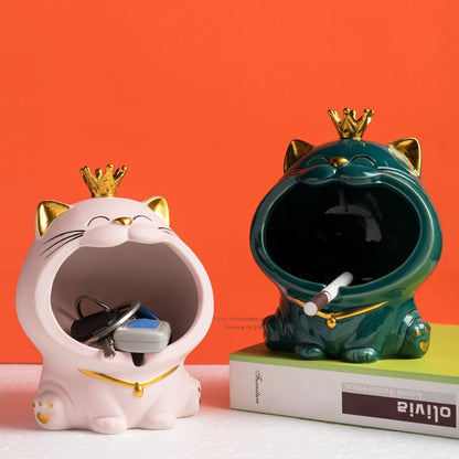 Ceramic Laughing Cat Storage/Astray