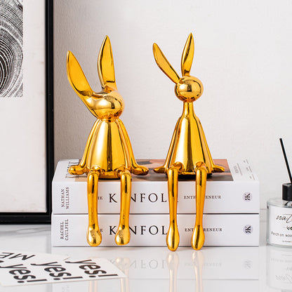 Abstract Bookshelf Rabbit Decor