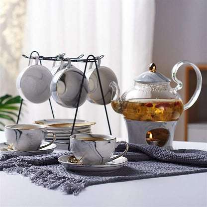 Pure Elegance Porcelain & Glass Teapot Set