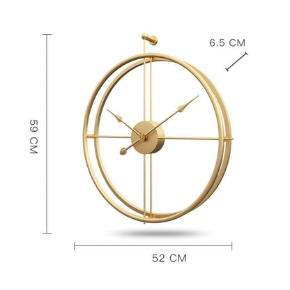 Gold Minimalist Metal Wall Clock Large