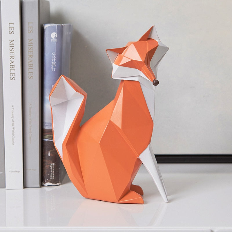 Geometric Orange Fox Figurine