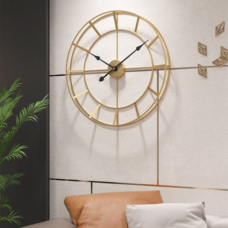 Elegant Gold Metal Wall Clock Large