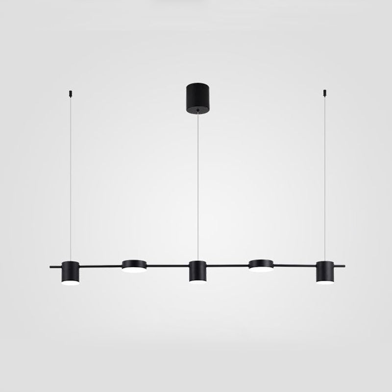 Drum Aluminum Pendant Lamp Island Modern Simple 3/5-light Black/Gold Ceiling Lamp in Warm/White Light