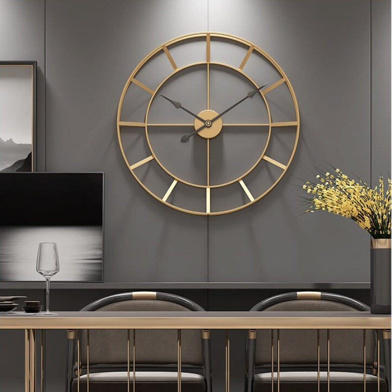 Elegant Gold Metal Wall Clock Large