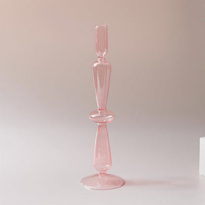 Miravique Pink Glass Taper Candle Holder & Vases