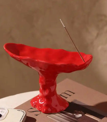 Elegant Ceramic Incense Burner - Available in Red, White, and Black (17.5 cm)