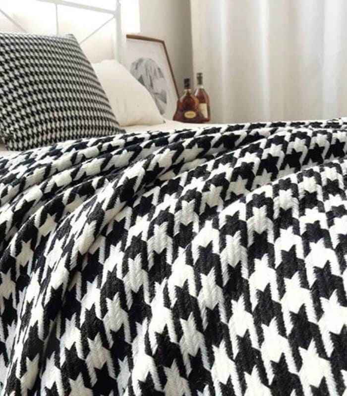 Houndstooth Throw Black and White Modern Sofa Blanket