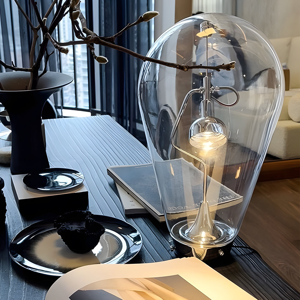 LumiMagnet - Glass Table Lamp with Industrial Magnetic Control and Touch Dimmer