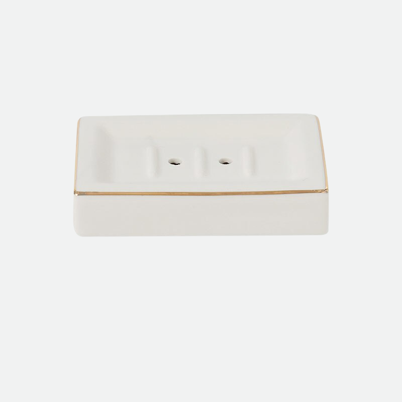 Jenna Ceramic & Gold Trim Soap Holder Tray