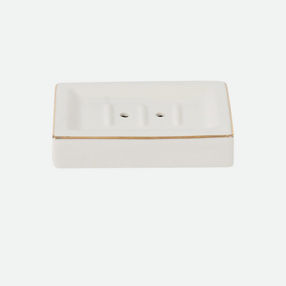 Jenna Ceramic & Gold Trim Soap Holder Tray