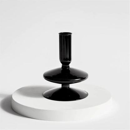 Miravique Black Glass Taper Candle Holder & Vases