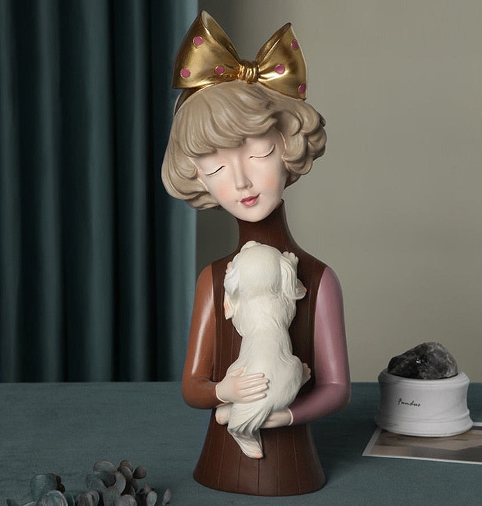 Pet Lover Girl Sculpture