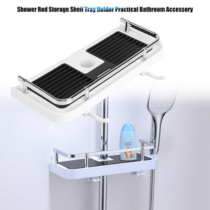 Bathroom Shelf Caddy for Shower Rail, No Drilling Pole Shower Storage Rack Holder