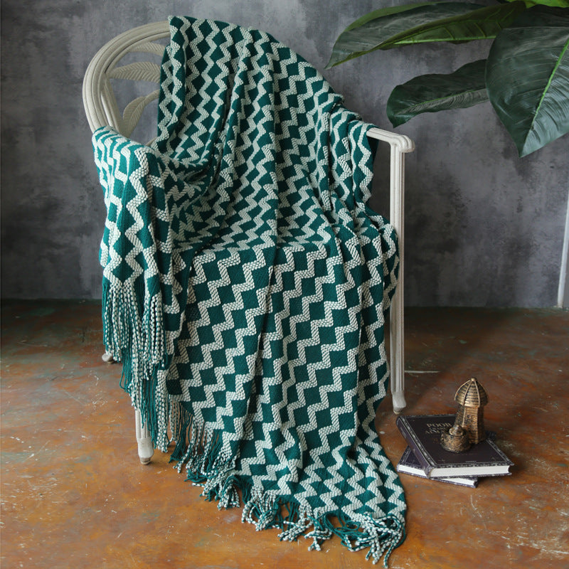 Zig Zag Fringe Chenille Blanket