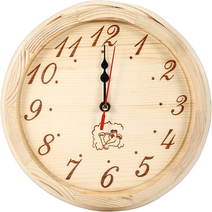 SaunaTime Wooden Clock - Rustic Wall Clock for Sauna & Wellness Spaces