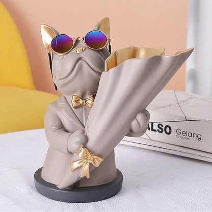 Cool Frenchie Statue Vase