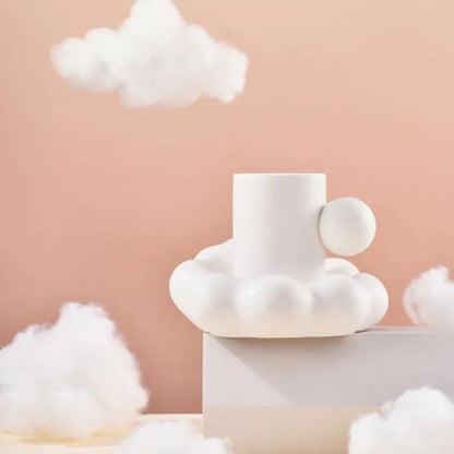 Abstract Ceramic Cloud Mug with Saucer