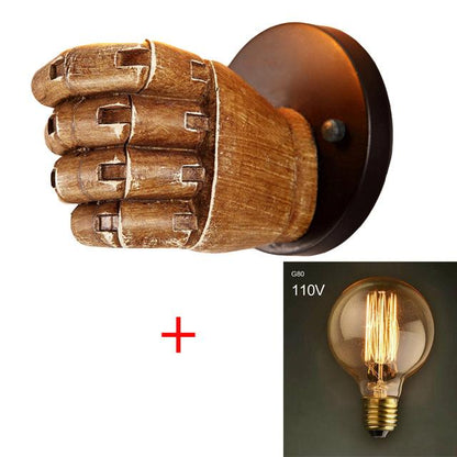 7.5X11cm Creative Wooden Fist Wall Lamp