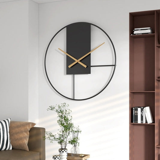 Aberdeen Black Minimalist Metal Large Wall Clock