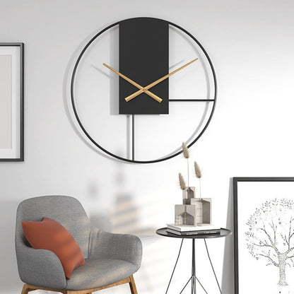 Miravique Black Minimalist Metal Large Wall Clock